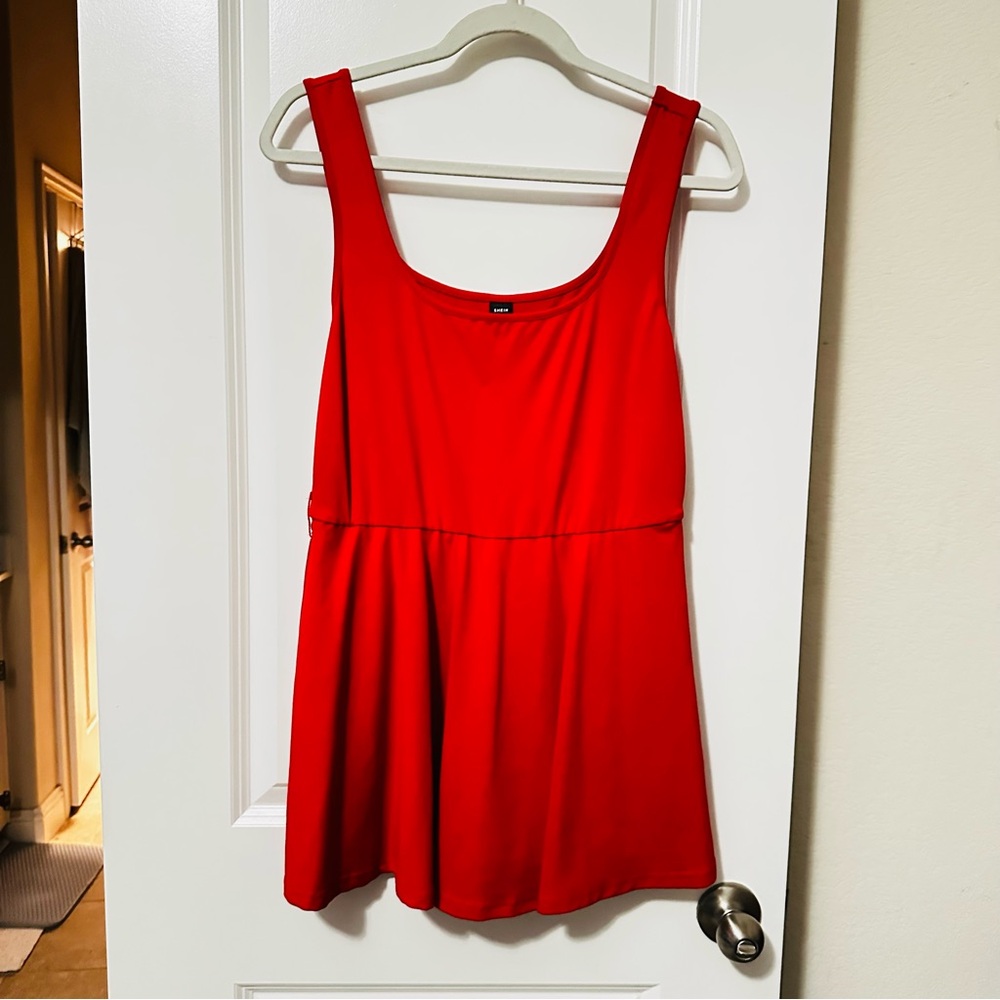 SHEIN Curve Red Sleeveless Skater Romper – Size 0XL